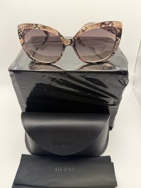 GUESS Women's Snake-Print Cat Eye Sunglasses in Brown and Black
